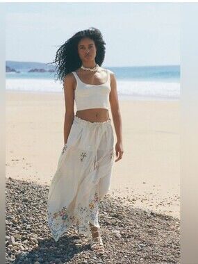 Free PEOPLE Arielle Embroidered MAXI Skirt size L